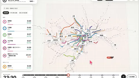 Tokyo last-train map