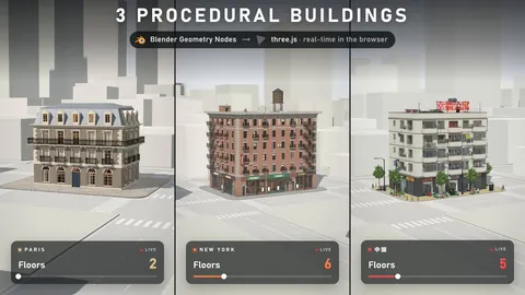 Procedural buildings: Blender → web
