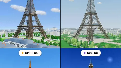 Eiffel Tower in Three.js, 4 models
